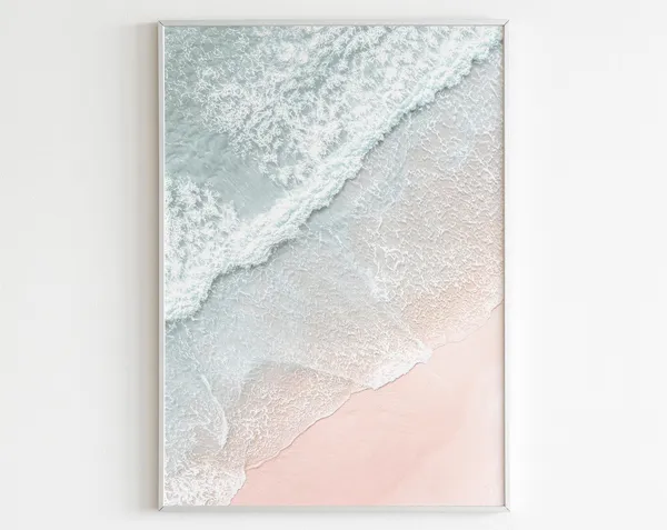 Aerial Beach Coastal Print, Boho Ocean Waves