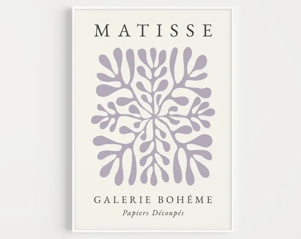 Matisse-Inspired Purple Boho Abstract Art Print