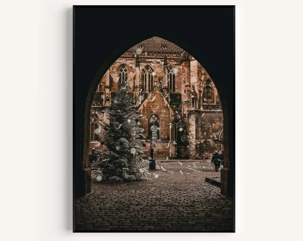 Cosy Christmas Tree Wall Art Print, Christmas Decor