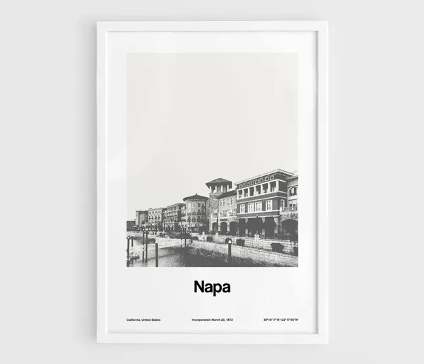 Napa California Poster Print, Downtown Napa River