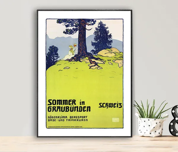 Sommer In Graubunden Schweiz Vintage Travel Poster