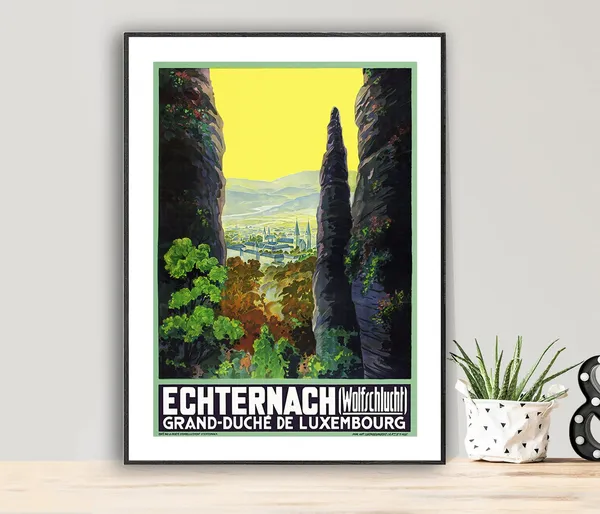 Echternach Grand Duche De Luxembourg Vintage Travel Poster