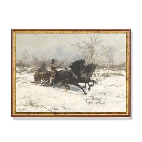 Winter Snowy Landscape Vintage Christmas Art Print