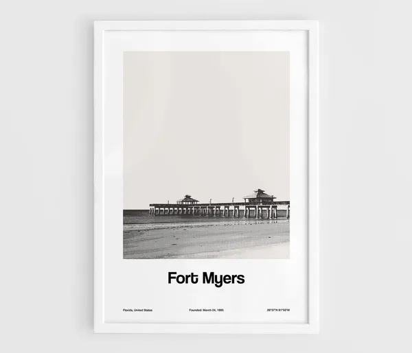 Fort Myers Pier, Florida Minimalist Art Print