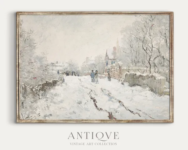 Vintage Winter Paris Snowy Bridge Art Print