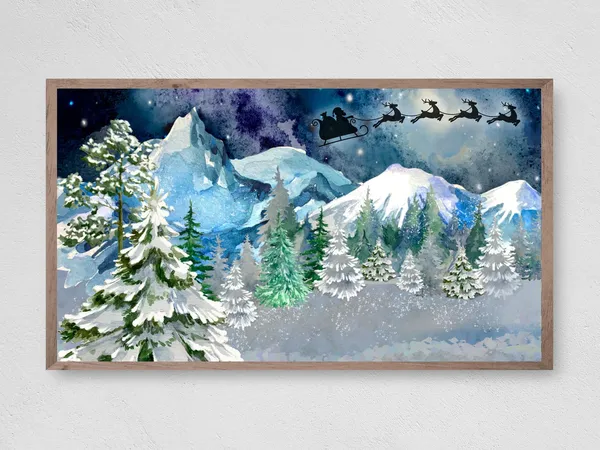 Christmas Santas Snowy Midnight Ride Art Print