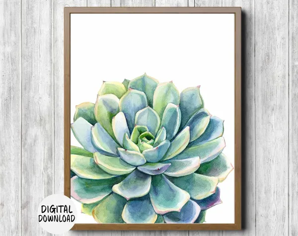 Watercolor Succulent Botanical Plant Art Print