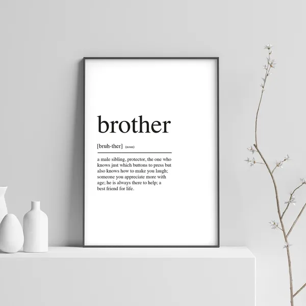Brother Definition Print, Christmas Gift Poster