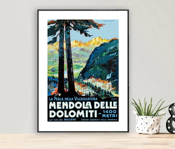 Mendola Delle Dolomiti Italy Vintage Travel Poster