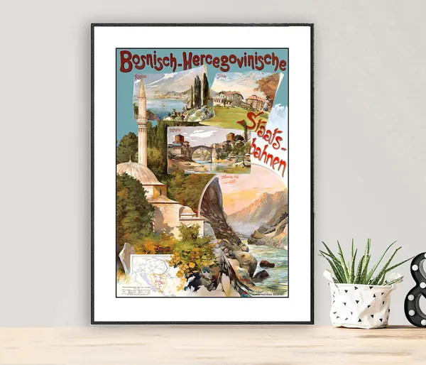 Bosnisch-Hercegovinische Staats Bahnen Vintage Travel Poster