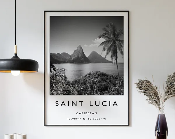 Saint Lucia Travel Poster, Caribbean Art Print