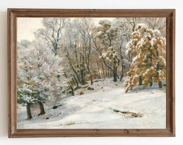Vintage Snow Trees Winter Landscape Art Print
