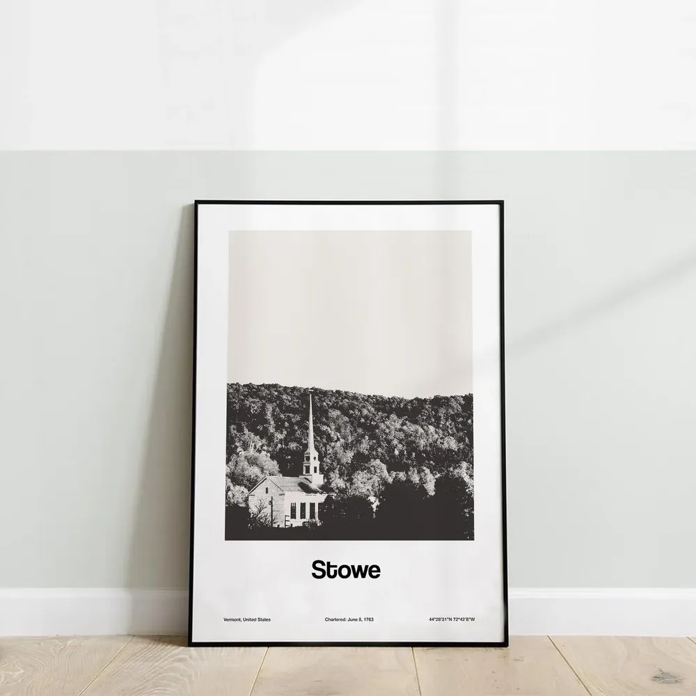 Stowe Church Vermont Minimalist Custom Art Print - Image 3