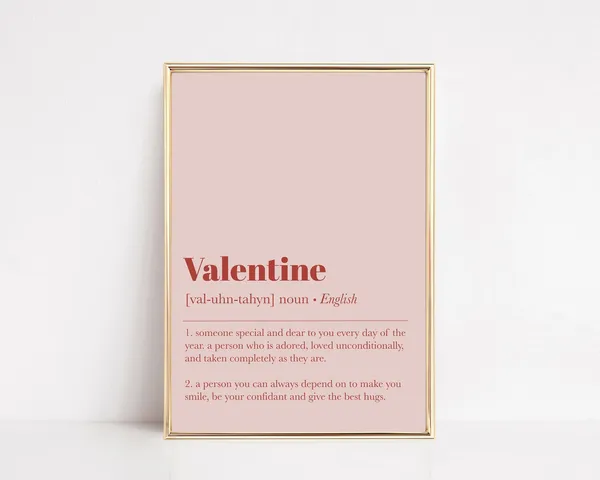 Valentine Definition Art Print, Pink Holiday Decor