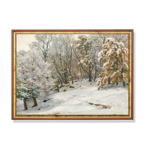 Vintage Winter Snowy Landscape, Christmas Poster Print