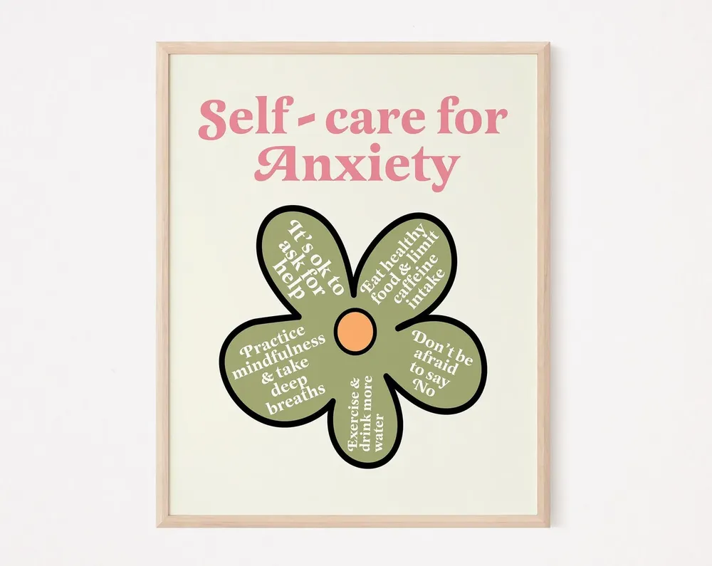 Self Care For Anxiety Quote Art Print