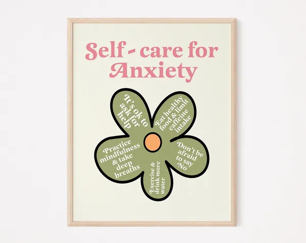 Self Care For Anxiety Quote Art Print