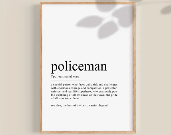 Policeman Definition Art Print, Police Officer Gift