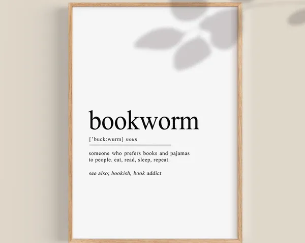 Bookworm Definition Print, Gift for Book Lovers