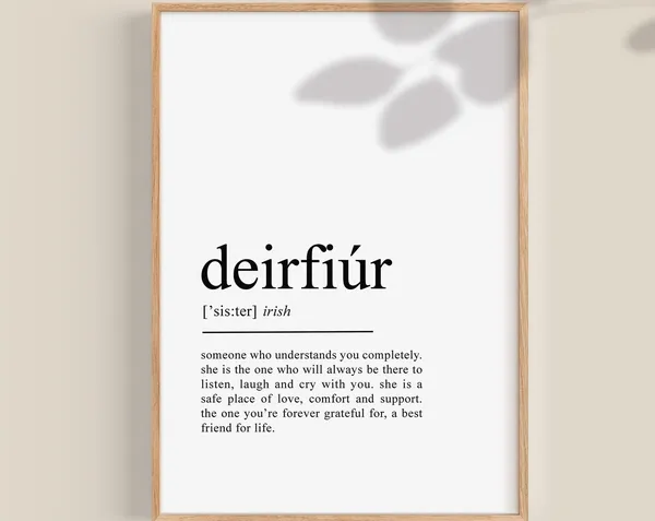 Irish Sister Definition Poster, Birthday Gift Wall Art