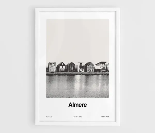 Custom Almere, Netherlands Black White Minimalist Art Print