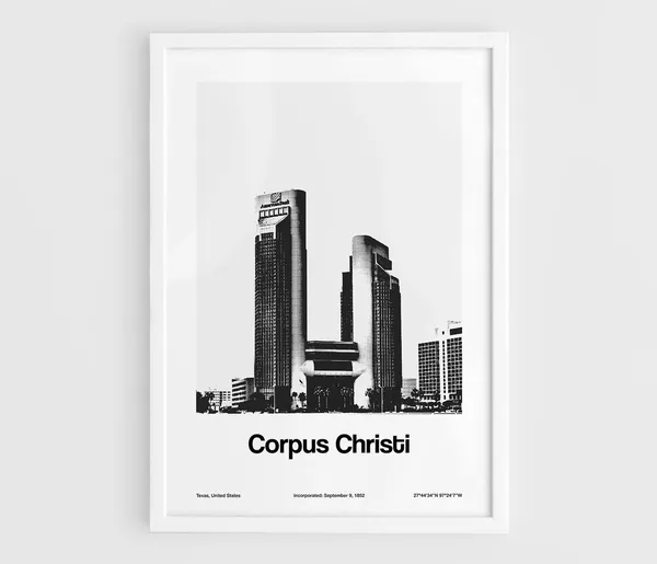 Corpus Christi Downtown Bayfront Minimalist Poster Print