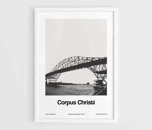 Corpus Christi Harbor Bridge Texas Poster, Minimalist