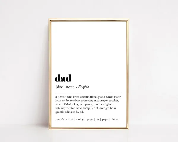 Dad Definition Minimalist Office Art Print