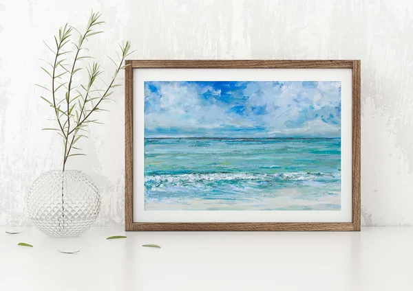 Ocean Seascape Coast Art Print, Sea Painting