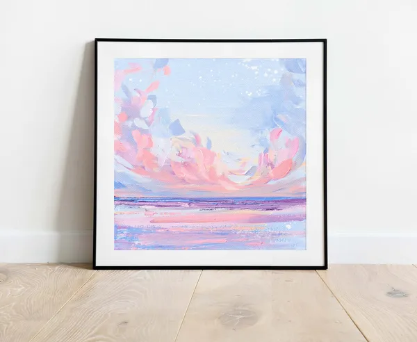 Pastel Skies Seascape Painting, Ocean Art Print