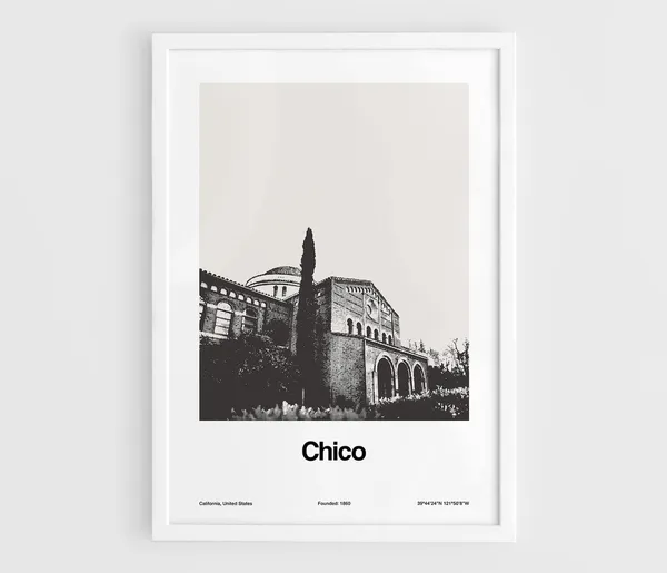 Chico California Skyline, Minimalist Art Print