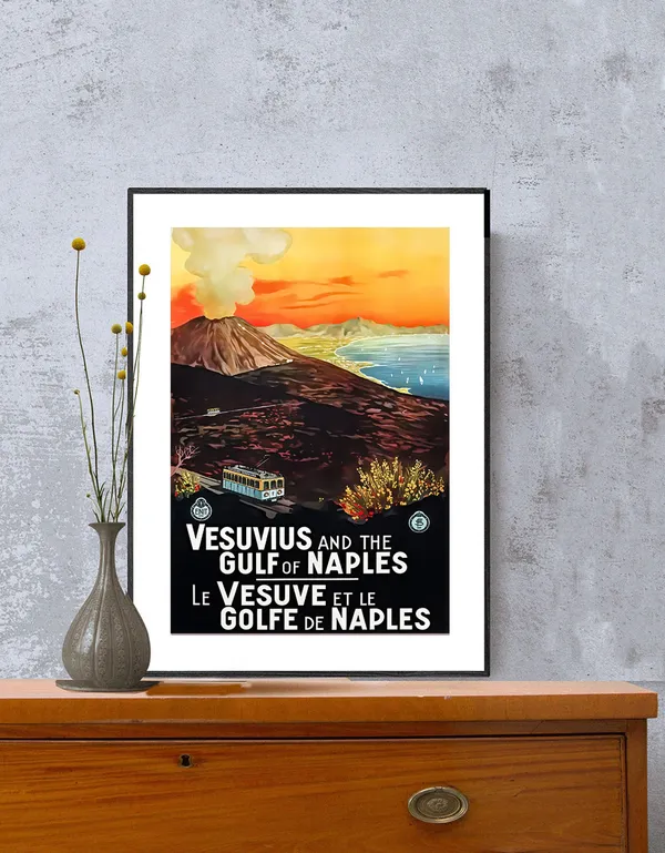 Vesuvius And The Gulf Of Naples Vintage Travel Poster