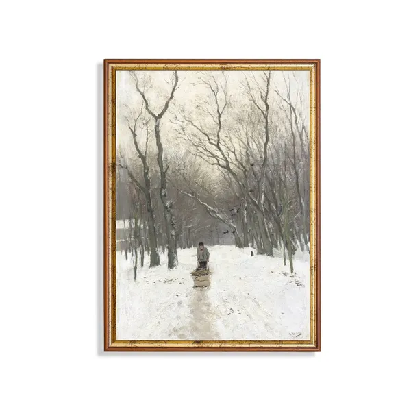 Winter Landscape Painting Vintage Holiday Art Print