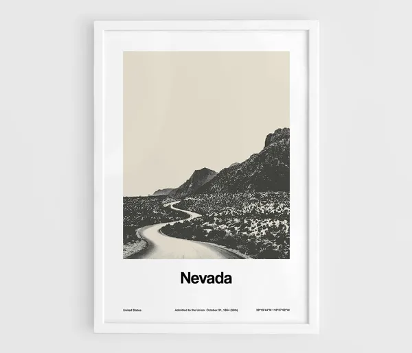 Nevada Landscape Black and White Minimalist Art Print