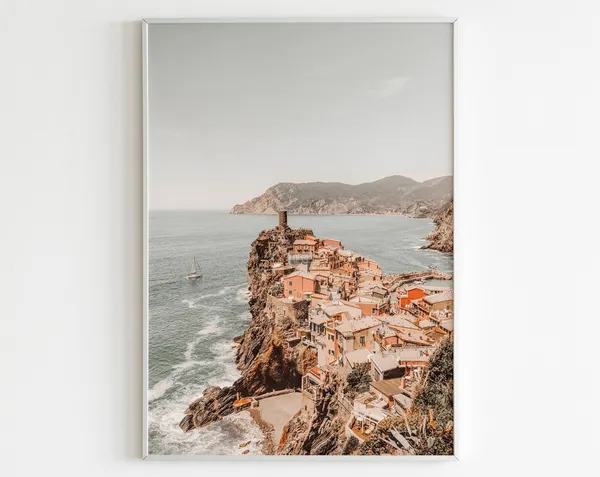 Cinque Terre Vernazza Pastel Travel Poster