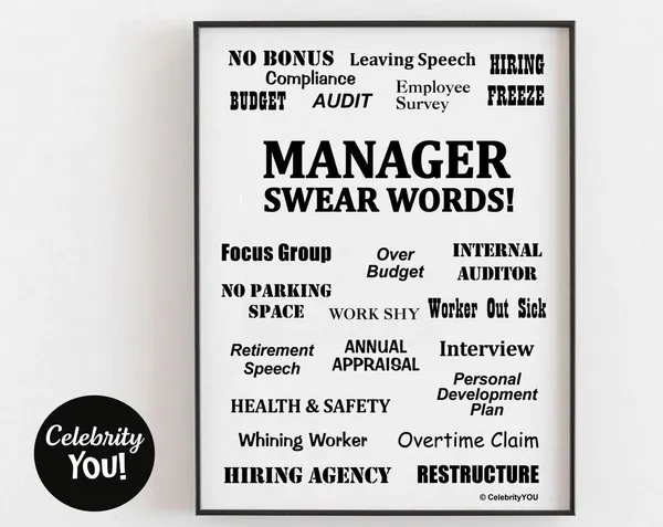 Manager Swear Words Funny Office Humor Art Print