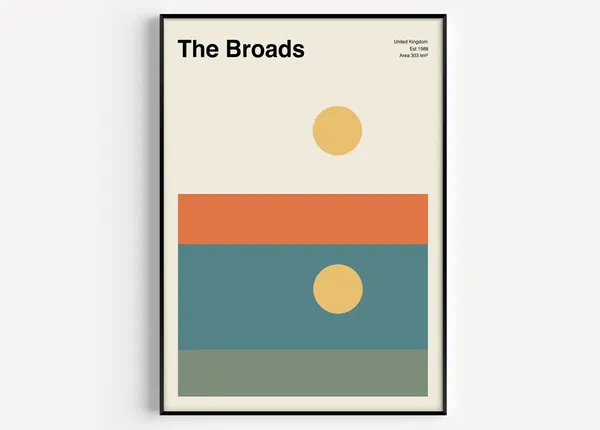 The Broads Mid-Century Travel Poster, Norfolk