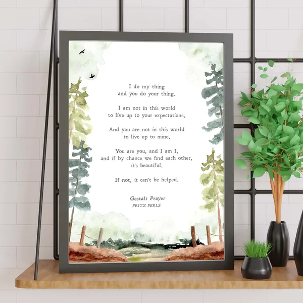 Gestalt Prayer by Fritz Perls, Minimalist Quote Art Print