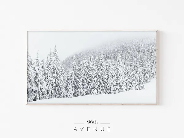 Christmas Snowy Trees Art Print, Holiday Wall Art