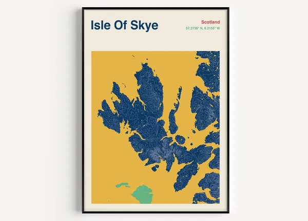 Isle Of Skye Map Poster, Travel Map Art Print