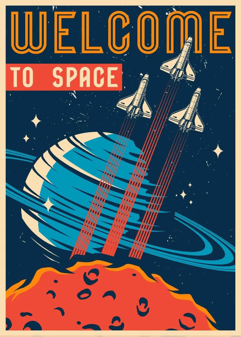 Space Travel Vintage Poster, Retro Universe Print - Image 3
