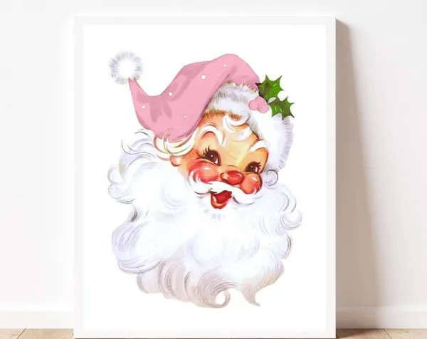 Vintage Santa Retro Christmas Decor Art Print