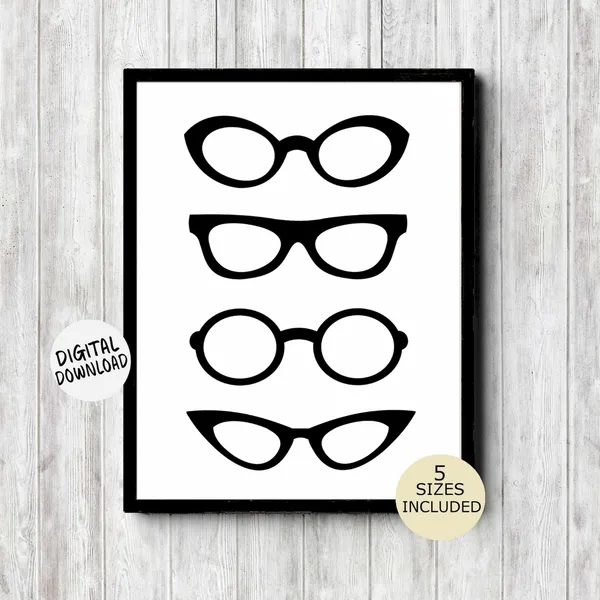 Eye Glasses Wall Art Print, Office Decor