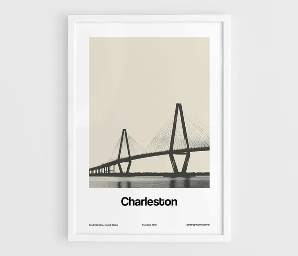Charleston Bridge Minimalist Custom City Art Print