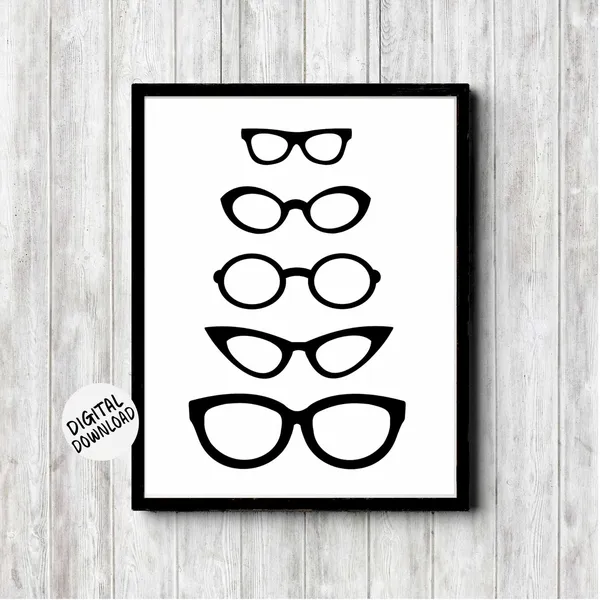 Black Eyeglasses Office Wall Art for Optometrists