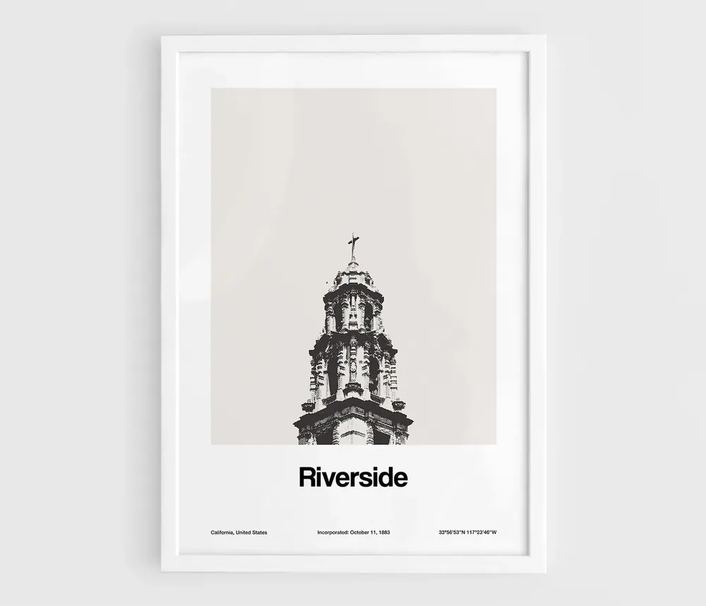 Riverside California Poster, Minimalist City Print