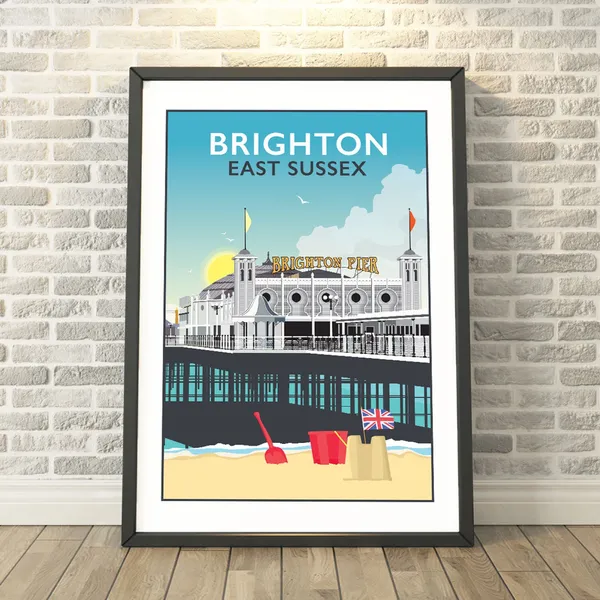 Pier Portrait East Sussex Travel Poster Print