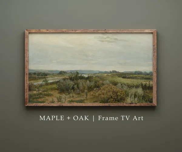 Vintage Desert Landscape Art Print, Green Scrubland