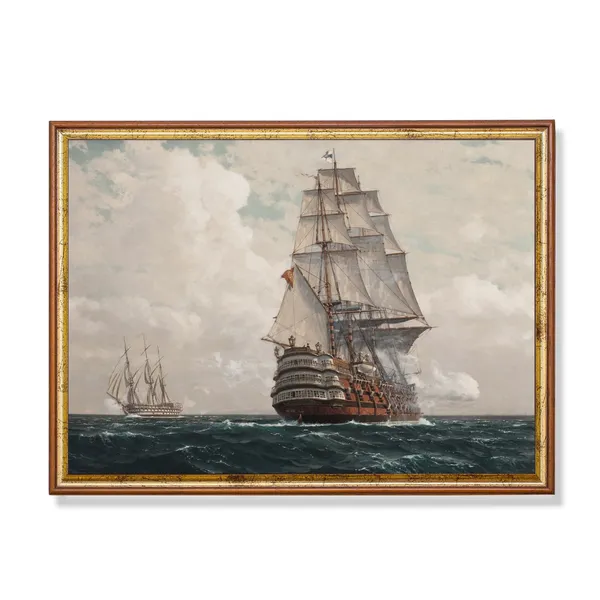 Moody Seascape Ship Art Print, Vintage Coastal Decor