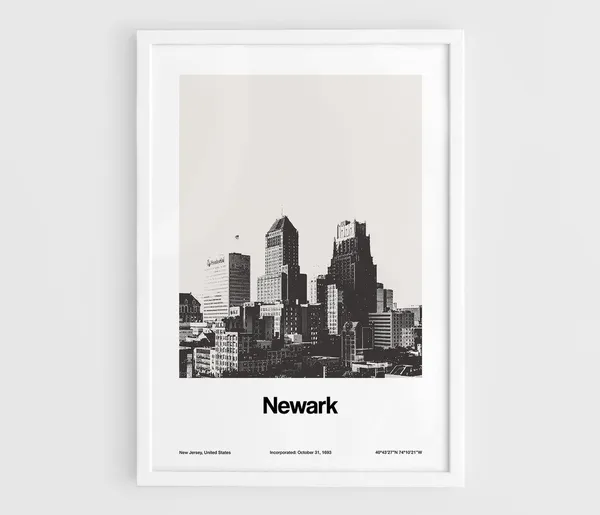 Newark New Jersey Downtown Skyline Poster Print